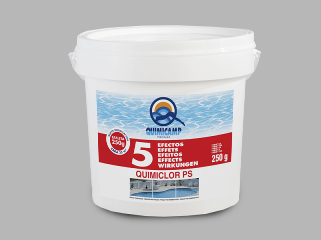 QUIMICLOR PS-5 EFEC.,TABLETAS 200 GR., BOTE 5 Kg.